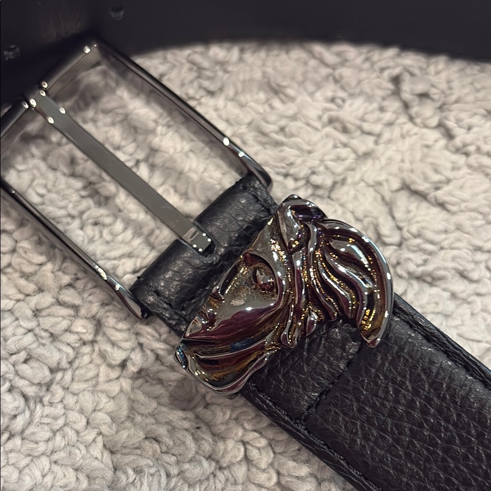 Black Leather Belt with versace  Buckle